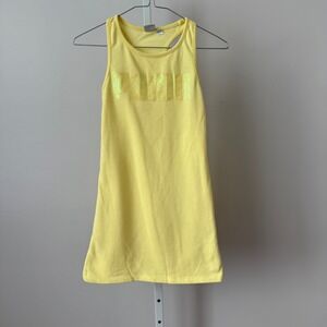 Puma Kids Girls Yellow Glitter Logo Racerback‎ Tank Dress Size M 8 10
